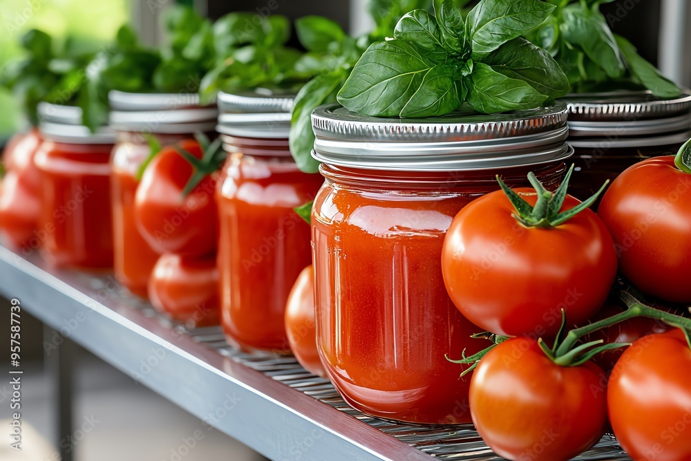 Tomato Canning, Jarring, and Freezing captured in a kitchen where tomatoes are being prepared for long-term storage, ensuring their flavors can be enjoyed year-round Tomato Canning, Jarring, and Freezing captured in a kitchen where tomatoes are being prepared for long-term storage, ensuring their flavors can be enjoyed year-round