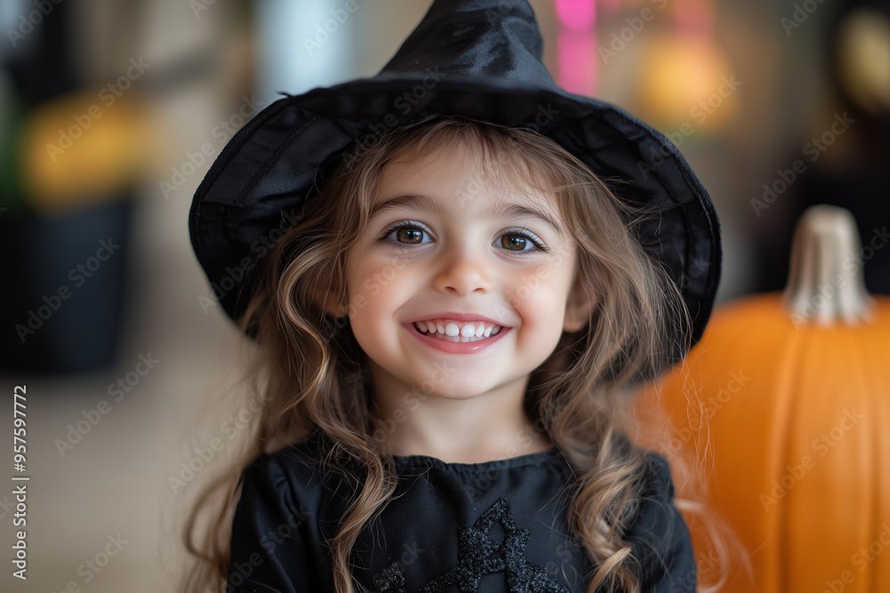 Little Girl Wearing Halloween Costume Ready to Trick-or-Treat Little Girl Wearing Halloween Costume Ready to Trick-or-Treat