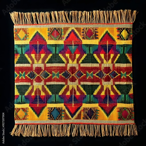 82. **Philippine weaving pattern with traditional, colorful designs.** photo