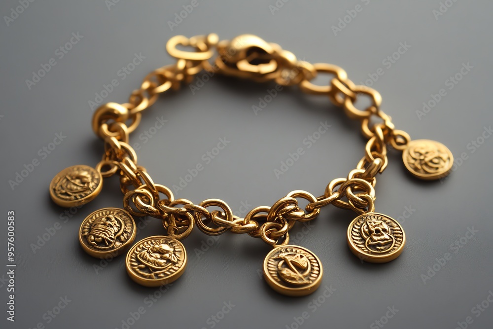 Gold Chain Bracelet with Coin-Shaped Charms Gold Chain Bracelet with Coin-Shaped Charms