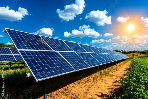 Solar Power Photovoltaic, Yellow, and Sustainability depicted in a bright yellow-themed image where photovoltaic panels absorb sunlight, converting it into sustainable energy