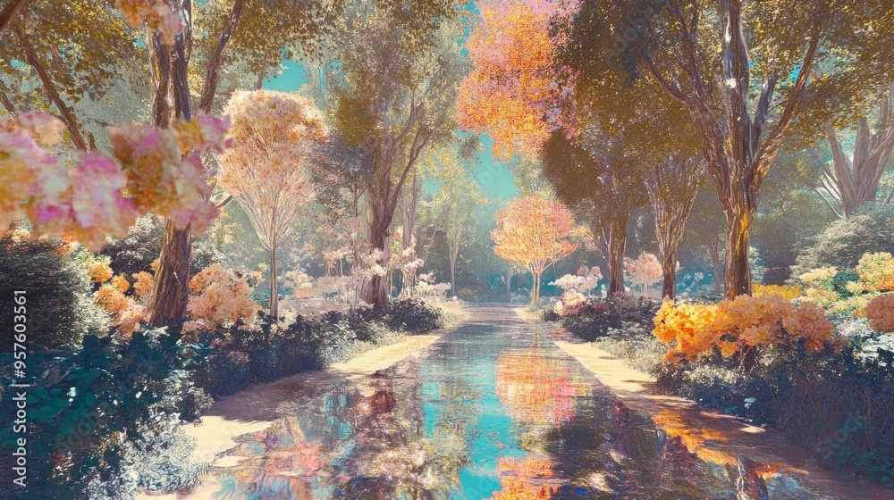 ## Holographic Blooms & Chrome Trees: Immerse Yourself in a Surreal Garden ## Holographic Blooms & Chrome Trees: Immerse Yourself in a Surreal Garden