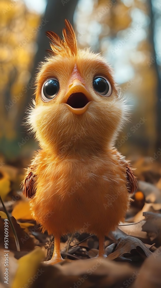 Cute Baby Chick Illustration with Big Eyes and Open Mouth Cute Baby Chick Illustration with Big Eyes and Open Mouth