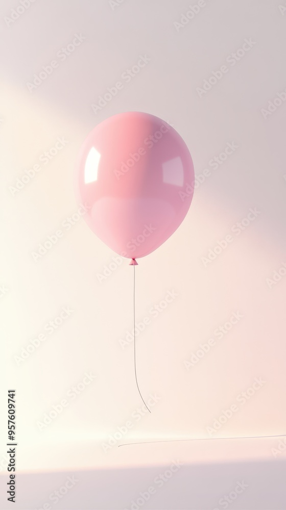 Single Pink Balloon Floating on a Pastel Background. Single Pink Balloon Floating on a Pastel Background.