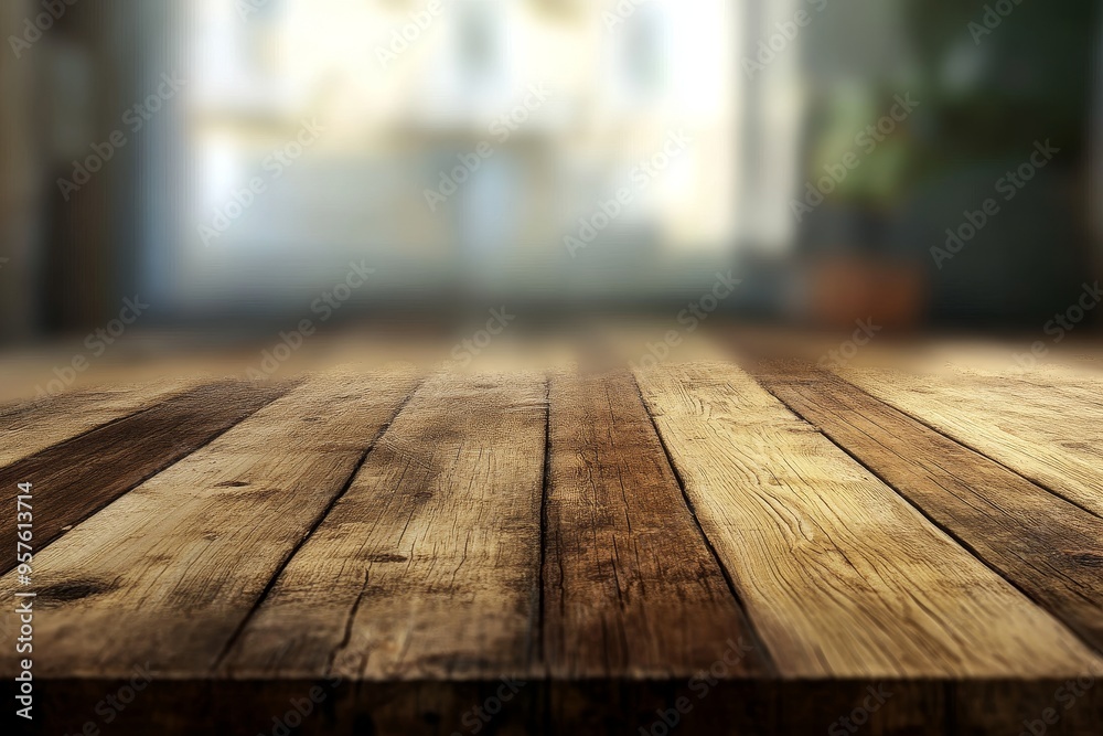 Wooden Tabletop with Blurred Background. Wooden Tabletop with Blurred Background.
