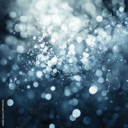 Abstract Blue and White Bokeh Background - Sparkling Lights and Blurred Circles