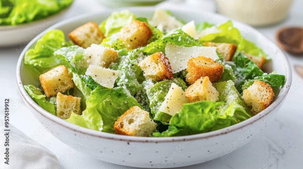 A classic Caesar salad with crisp romaine lettuce, croutons, Parmesan cheese, and a tangy Caesar dressing. A classic Caesar salad with crisp romaine lettuce, croutons, Parmesan cheese, and a tangy Caesar dressing.