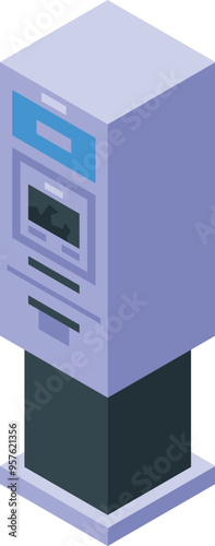 Modern payment terminal accepting contactless payments isometric illustration