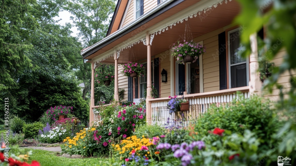 A cozy bed and breakfast with a charming exterior, flower boxes, and a welcoming porch. A cozy bed and breakfast with a charming exterior, flower boxes, and a welcoming porch.