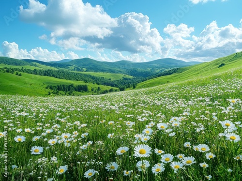 Mountain Meadow with Daisies