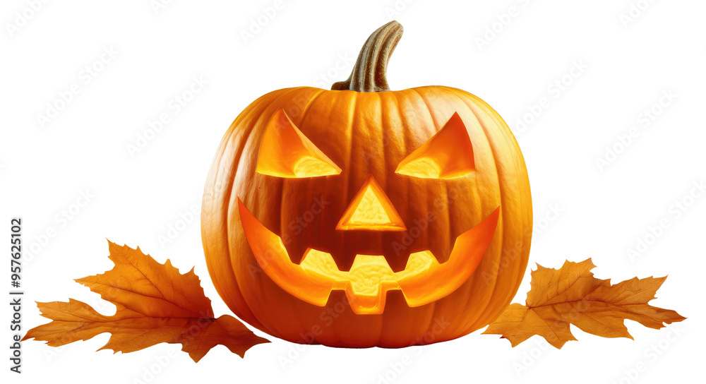 Jack-O-Lantern with Autumn Leaves. Jack-O-Lantern with Autumn Leaves.