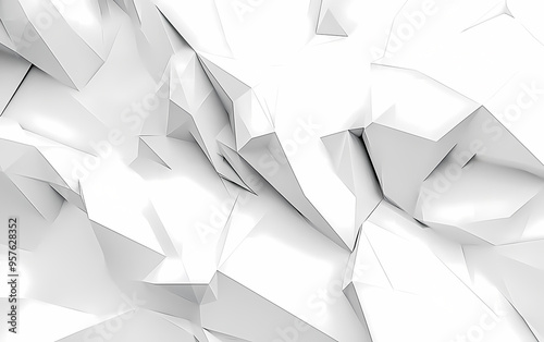 Abstract low-poly geometric shapes on a clean white background