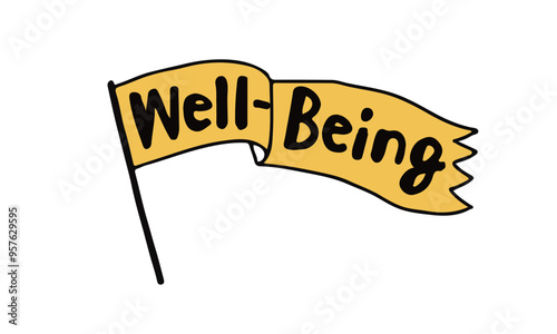 Well-being　ウェルビーイングの旗　イラスト