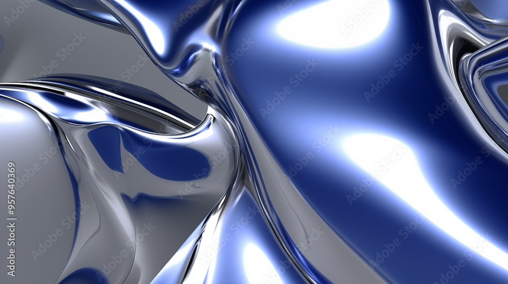 High Gloss Blue and Silver Flowing Liquid Metal Surface High Gloss Blue and Silver Flowing Liquid Metal Surface