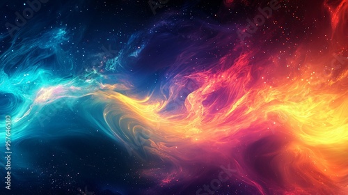 Abstract Space Nebula with Swirling Colors