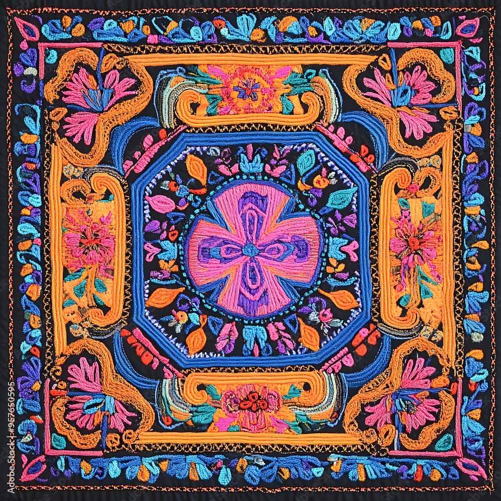 16. **Hmong embroidery pattern from Laos with vibrant, complex designs.** 16. **Hmong embroidery pattern from Laos with vibrant, complex designs.**