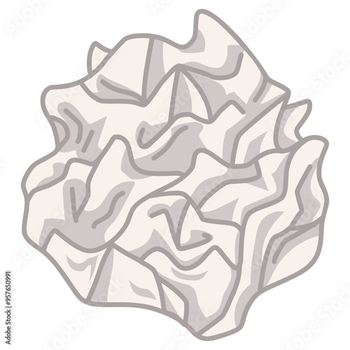 Crumpled Paper Ball Doodle Drawing Vector Illustration Icon