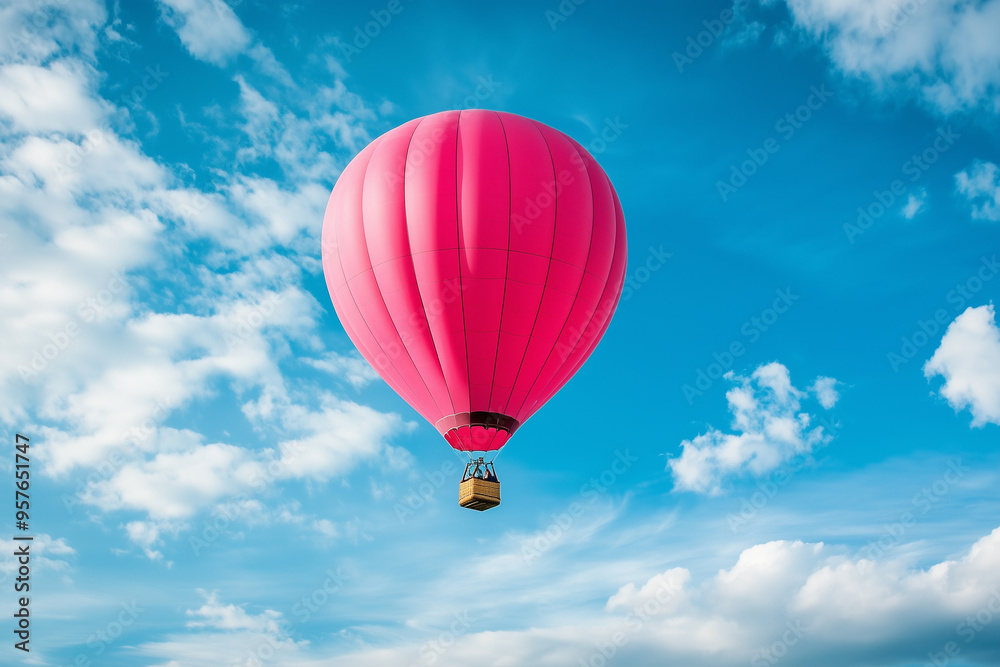 Fototapeta premium Majestic Magenta Balloon Ascending on a Skyward Route