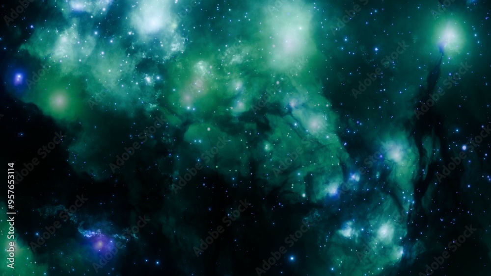 Fototapeta premium Vibrant Galaxy Nebula and Stars in Outer Space Scene