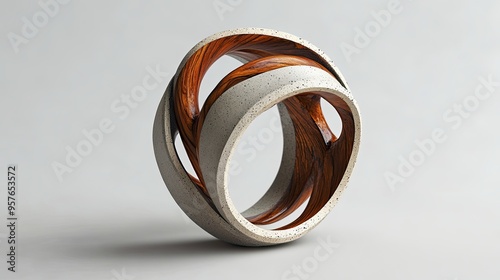 23. Design a ring that incorporates unconventional materials, such as wood or concrete, into its construction photo