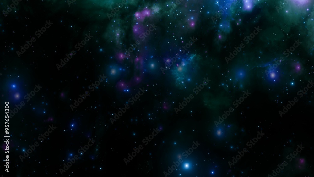 Fototapeta premium Enchanting Nebula with Star Clusters in Deep Galaxy Scene