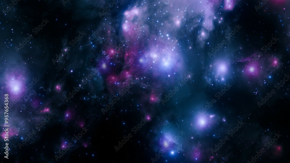 Beautiful Nebula and Star Clusters in Galaxy – Space Art Beautiful Nebula and Star Clusters in Galaxy – Space Art