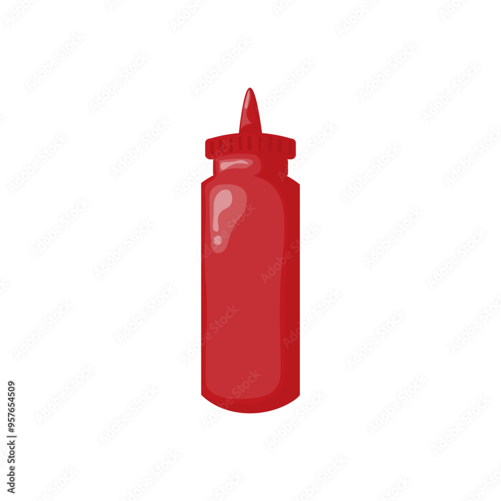 Ketchup bottle vector clipart. Simple bottle of red sauce. Kitchen and cooking concept symbol. Stock isolated image on a white background. Ketchup bottle vector clipart. Simple bottle of red sauce. Kitchen and cooking concept symbol. Stock isolated image on a white background.