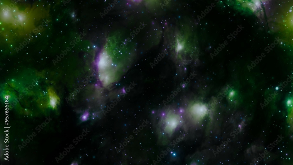 Fototapeta premium Realistic Galaxy Nebula with Bright Stars and Space Clouds