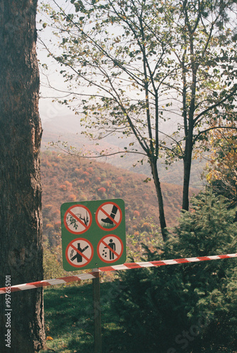 Prohibition signs in the mountains