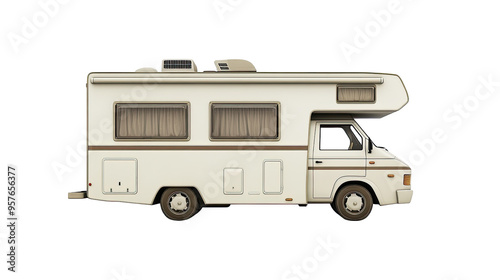 Camper van on transparent white background