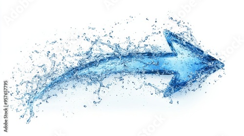 Liquid Direction: A refreshing blue water arrow bursts forward, symbolizing progress, movement, and the dynamic nature of goals. 