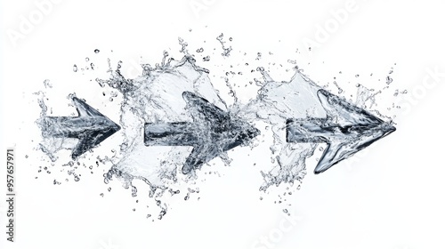 Water Arrow: A trio of arrows breaking through the surface of water, symbolizing forward momentum, progress, and overcoming obstacles. Each arrow is a powerful symbol of direction, purpose, and determ