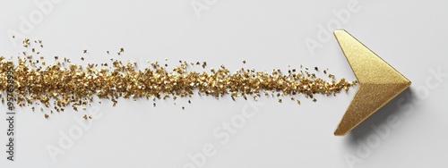 Golden Arrow, Trailblazing Success: A sleek, golden arrow cuts a path through a shimmering trail of gold dust, symbolizing ambition, progress, and the pursuit of excellence.