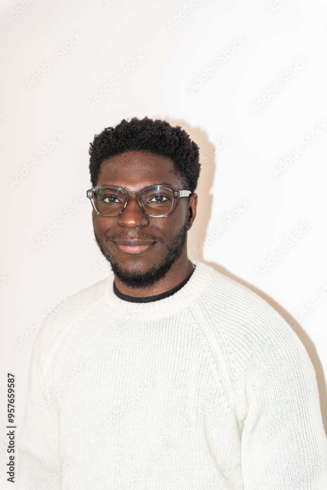 Portrait Of Black Man With Glasses Smiling Portrait Of Black Man With Glasses Smiling