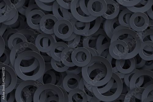 3D Abstract Dark Rings Pattern.