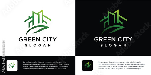 building logo design template with leaves