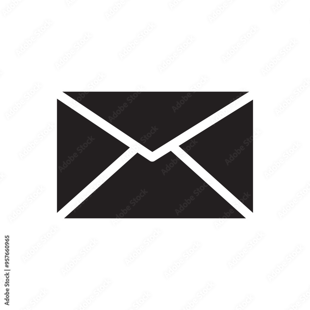 Envelope icon. Mail symbol. Black vector graphic. Simple correspondence sign. Envelope icon. Mail symbol. Black vector graphic. Simple correspondence sign.