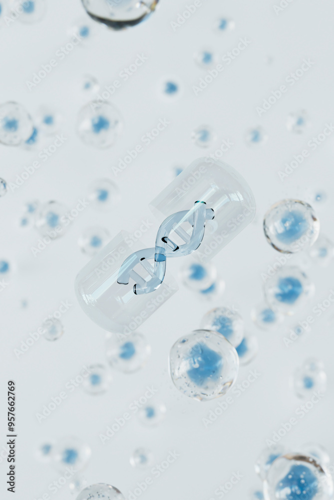 DNA Helix Inside Transparent Capsule DNA Helix Inside Transparent Capsule