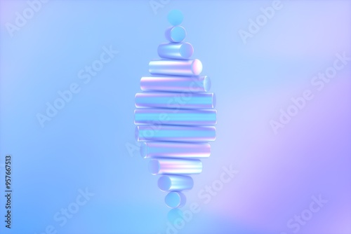 Abstract helix of iridescent tubes