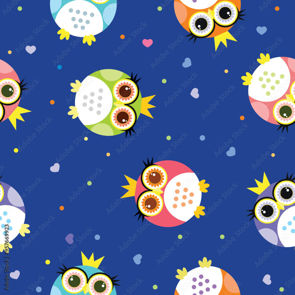 seamless pattern with owls and hearts seamless pattern with owls and hearts