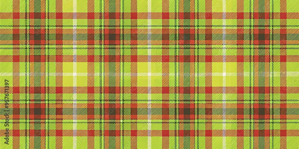 Fototapeta premium Modern lime and red plaid textile design with tartan seamless background