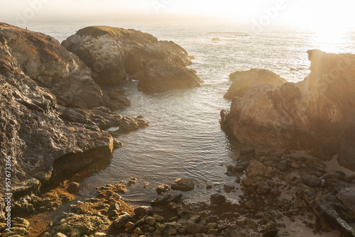 landscape of a beautiful Portuguese beach at sunset