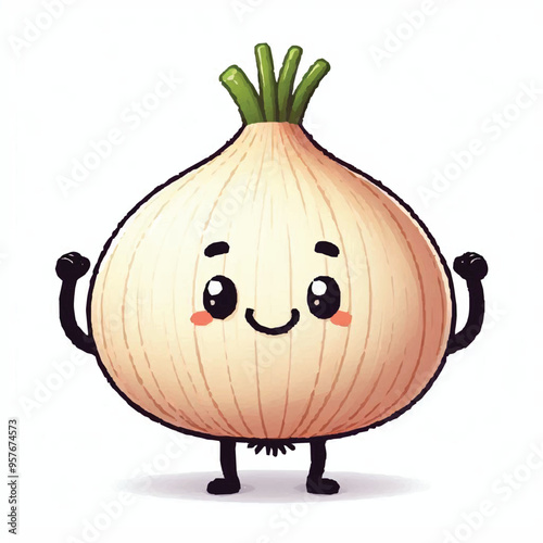 Onion Character Mascot .Fruit & Vegetables Cute Simple icon logo Design Vector. vector cartoon, character, and mascot of a bombay onion. Confused red onion character cartoon vector illustration.