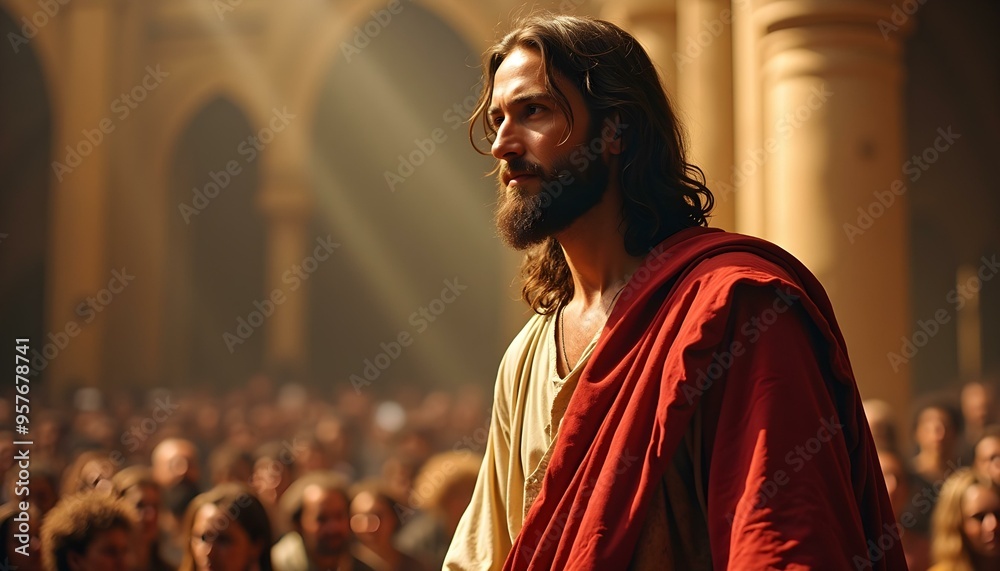 Naklejka premium jesus christ talking to his disciples