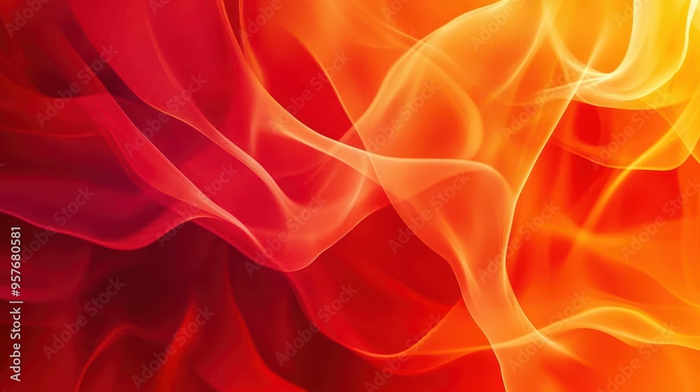 Bright red to deep orange gradient with fluid, smoky patterns, Abstract background, Fiery warmth Bright red to deep orange gradient with fluid, smoky patterns, Abstract background, Fiery warmth