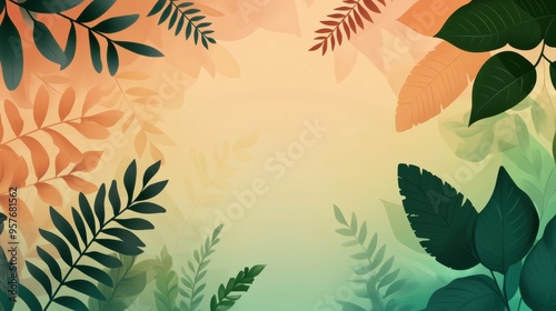 Wallpaper Mural A leafy green background with a yellow and orange border Torontodigital.ca