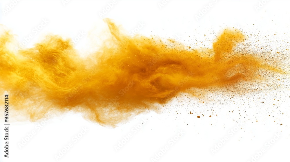 Dynamic Flow of Golden Powder on a White Background Dynamic Flow of Golden Powder on a White Background