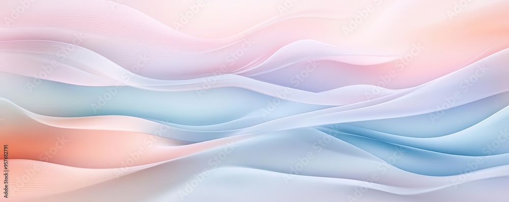 Soft, flowing wave patterns in pastel tones, abstract background, calming waves, serene atmosphere Soft, flowing wave patterns in pastel tones, abstract background, calming waves, serene atmosphere
