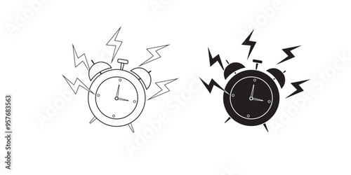 Alarm Clock Icon. Wake Up Time Vector Design on White Background
