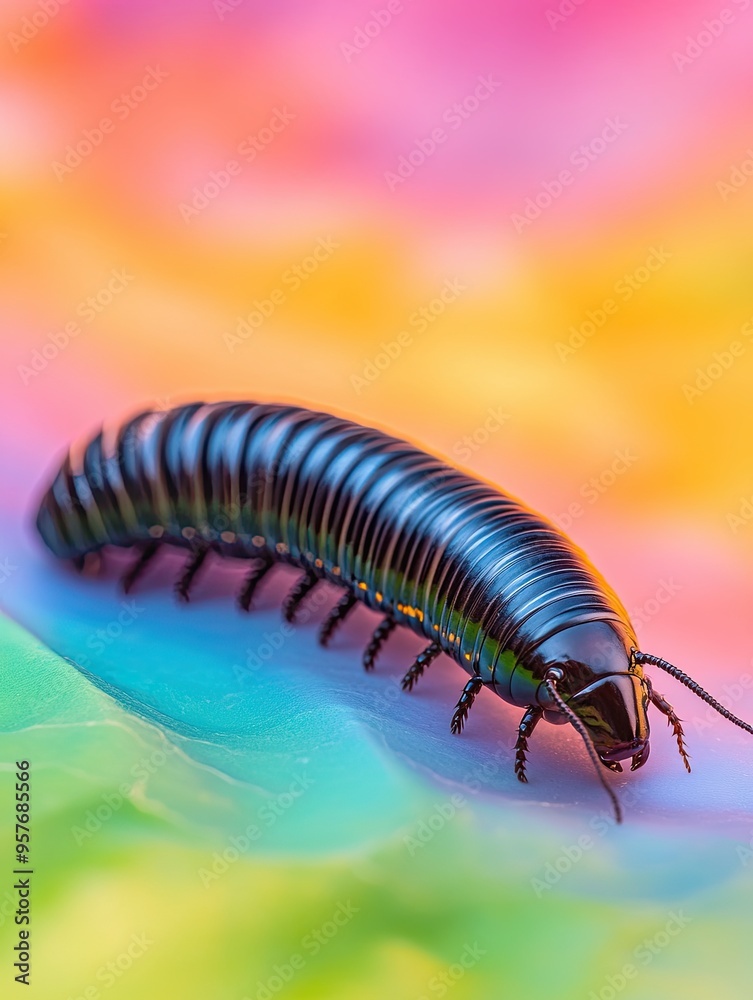 millipede isolated on colorful background millipede isolated on colorful background